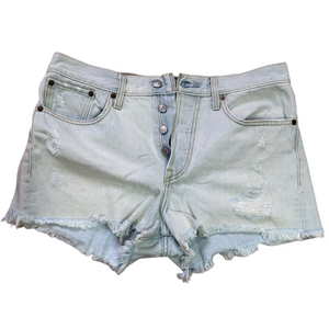 Levi's Light Blue Jean Shorts Frayed
